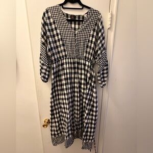 J. Crew Black and White Gingham Maxi Dress